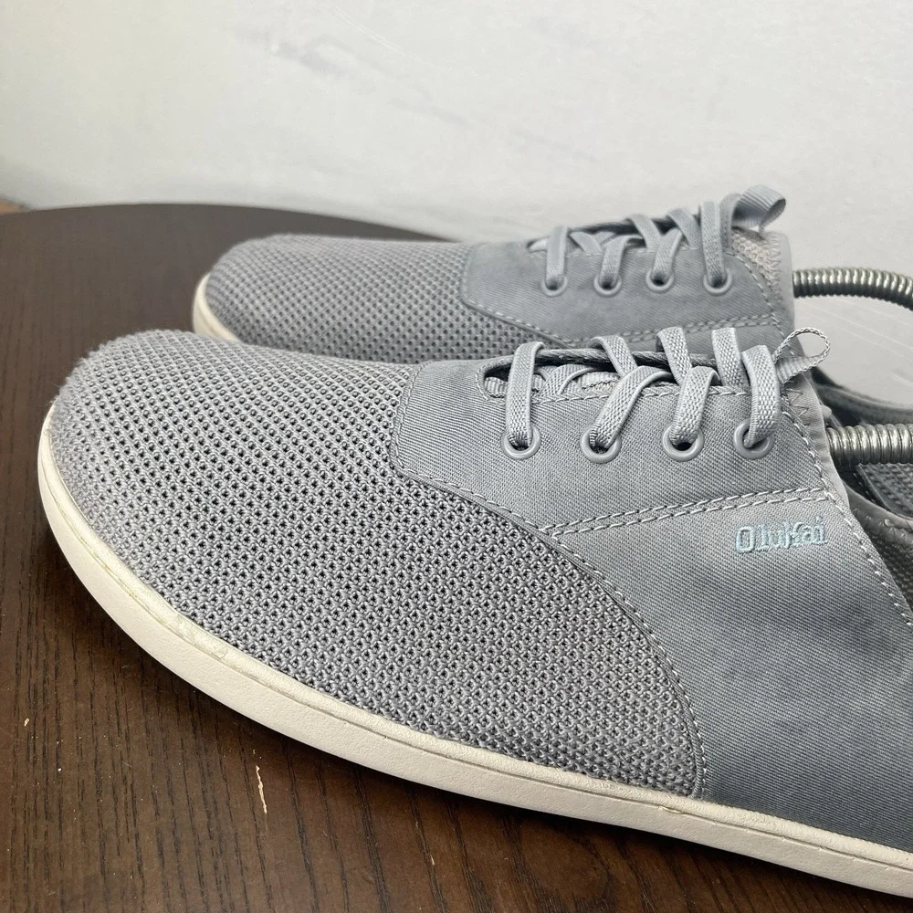 Olukai 'Nohea Moku Shoes Men's 9.5 Gray‎ Textile Comfort Slip On Boat Sneaker